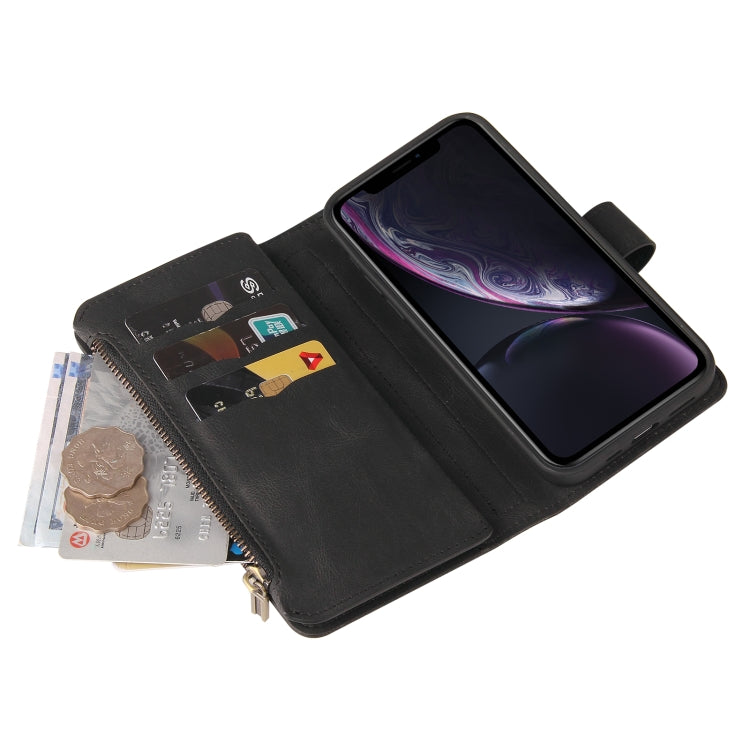 For iPhone XR Skin Feel PU + TPU Horizontal Flip Leather Case with Holder & 15 Cards Slot & Wallet & Zipper Pocket & Lanyard(Black) - More iPhone Cases by buy2fix | Online Shopping UK | buy2fix