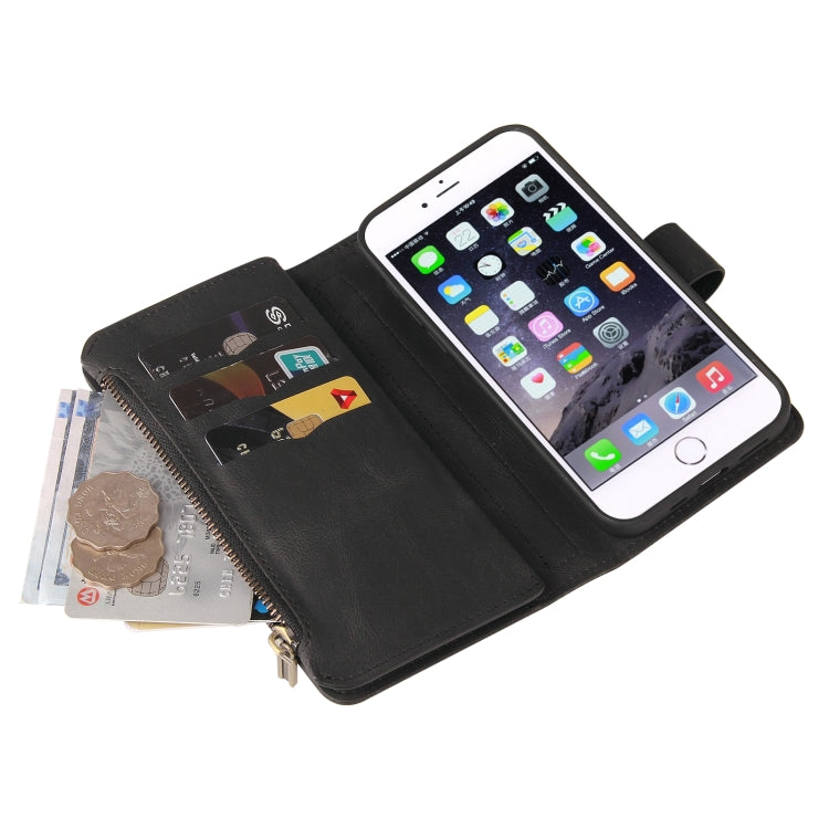 Skin Feel PU + TPU Horizontal Flip Leather Case with Holder & 15 Cards Slot & Wallet & Zipper Pocket & Lanyard For iPhone 8 Plus & 7 Plus(Black) - More iPhone Cases by buy2fix | Online Shopping UK | buy2fix