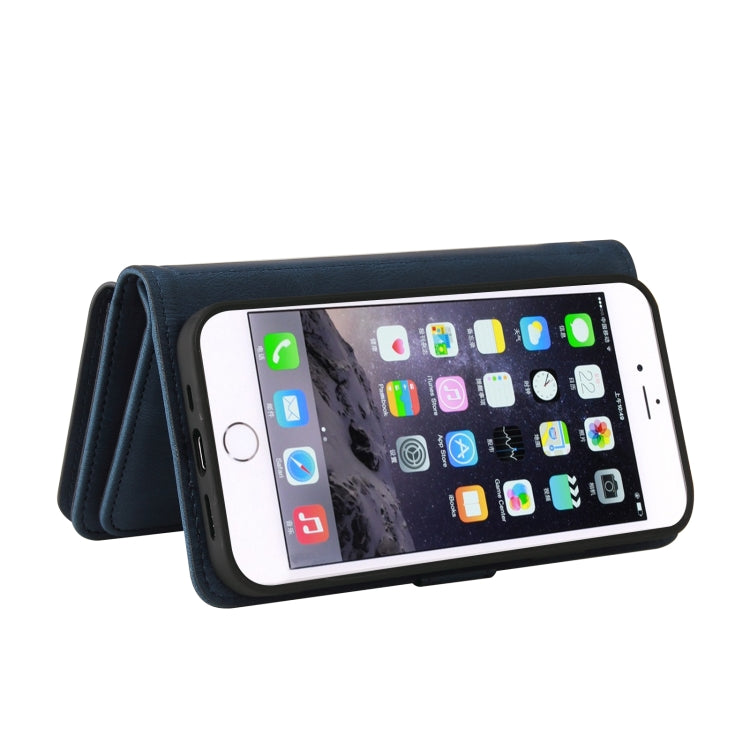 Skin Feel PU + TPU Horizontal Flip Leather Case with Holder & 15 Cards Slot & Wallet & Zipper Pocket & Lanyard For iPhone 8 Plus & 7 Plus(Blue) - More iPhone Cases by buy2fix | Online Shopping UK | buy2fix