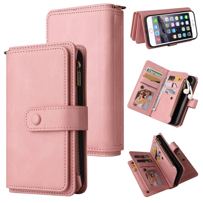 Skin Feel PU + TPU Horizontal Flip Leather Case with Holder & 15 Cards Slot & Wallet & Zipper Pocket & Lanyard For iPhone 8 Plus & 7 Plus(Pink) - More iPhone Cases by buy2fix | Online Shopping UK | buy2fix