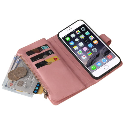 Skin Feel PU + TPU Horizontal Flip Leather Case with Holder & 15 Cards Slot & Wallet & Zipper Pocket & Lanyard For iPhone 8 Plus & 7 Plus(Pink) - More iPhone Cases by buy2fix | Online Shopping UK | buy2fix