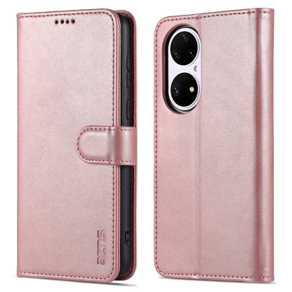 For Huawei P50 Pro AZNS Skin Feel Calf Texture Horizontal Flip Leather Case with Card Slots & Holder & Wallet(Rose Gold) - Huawei Cases by AZNS | Online Shopping UK | buy2fix