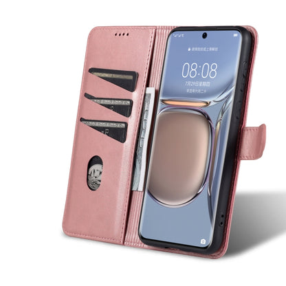 For Huawei P50 Pro AZNS Skin Feel Calf Texture Horizontal Flip Leather Case with Card Slots & Holder & Wallet(Rose Gold) - Huawei Cases by AZNS | Online Shopping UK | buy2fix