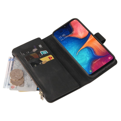 For Samsung Galaxy A20e Skin Feel PU + TPU Horizontal Flip Leather Case with Holder & 15 Cards Slot & Wallet & Zipper Pocket & Lanyard(Black) by buy2fix