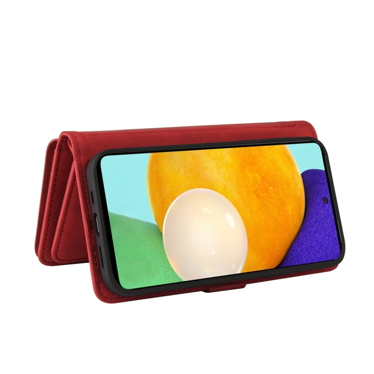 For Samsung Galaxy A52 5G / 4G Skin Feel PU + TPU Horizontal Flip Leather Case with Holder & 15 Cards Slot & Wallet & Zipper Pocket & Lanyard(Red) by buy2fix