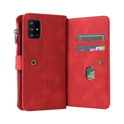 For Samsung Galaxy A71 4G Skin Feel PU + TPU Horizontal Flip Leather Case with Holder & 15 Cards Slot & Wallet & Zipper Pocket & Lanyard(Red) by buy2fix