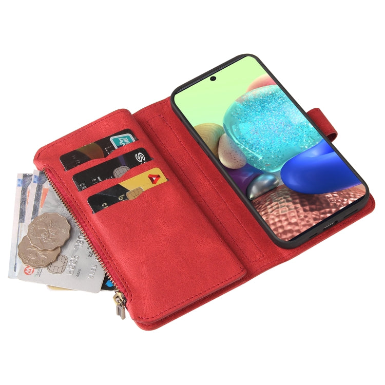 For Samsung Galaxy A71 4G Skin Feel PU + TPU Horizontal Flip Leather Case with Holder & 15 Cards Slot & Wallet & Zipper Pocket & Lanyard(Red) by buy2fix