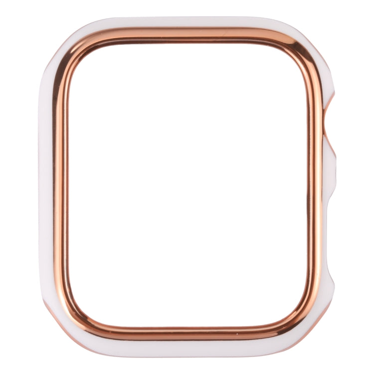 Dual-color Electroplating PC Protective Watch Case For Apple Watch Series 7 & 6 & SE & 5 & 4 40mm(Rose Gold Edge + White Background) - Watch Cases by buy2fix | Online Shopping UK | buy2fix