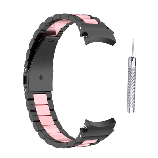 For Samsung Galaxy Watch4 / Watch4 Classic Three Strains Steel Watch Band(Black Pink) - Watch Bands by buy2fix | Online Shopping UK | buy2fix