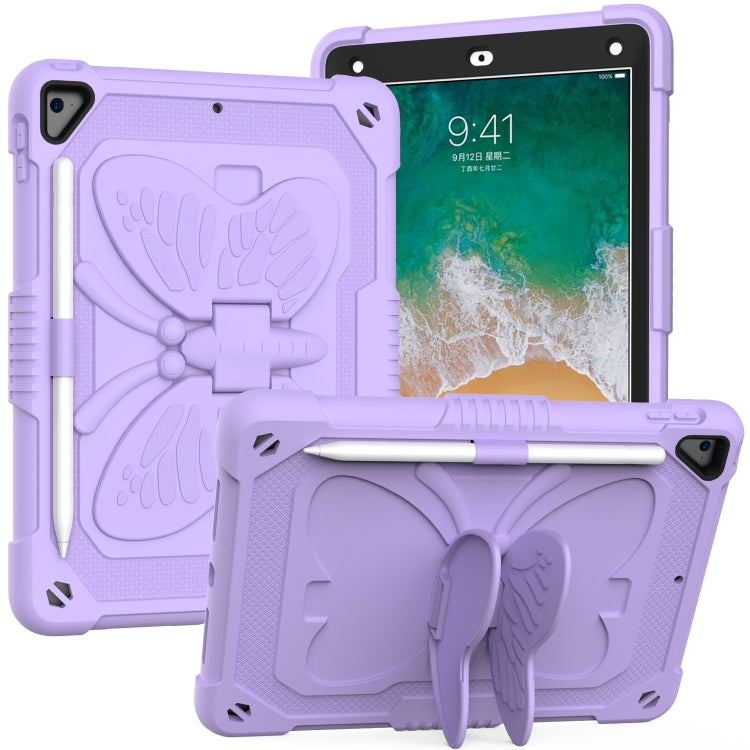 Pure Color PC + Silicone Anti-drop Protective Case with Butterfly Shape Holder & Pen Slot For iPad 9.7 2018 & 2017 / Pro 9.7 inch / Air 2 / 6(Light Purple) - iPad 9.7 (2018) & (2017) Cases by buy2fix | Online Shopping UK | buy2fix