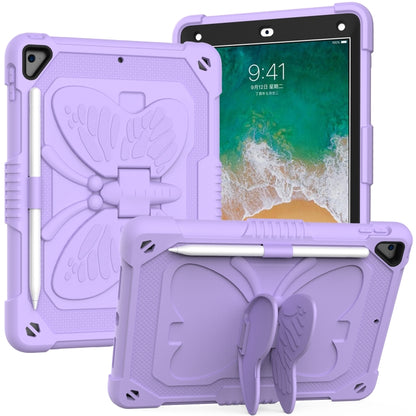 Pure Color PC + Silicone Anti-drop Protective Case with Butterfly Shape Holder & Pen Slot For iPad 9.7 2018 & 2017 / Pro 9.7 inch / Air 2 / 6(Light Purple) - iPad 9.7 (2018) & (2017) Cases by buy2fix | Online Shopping UK | buy2fix