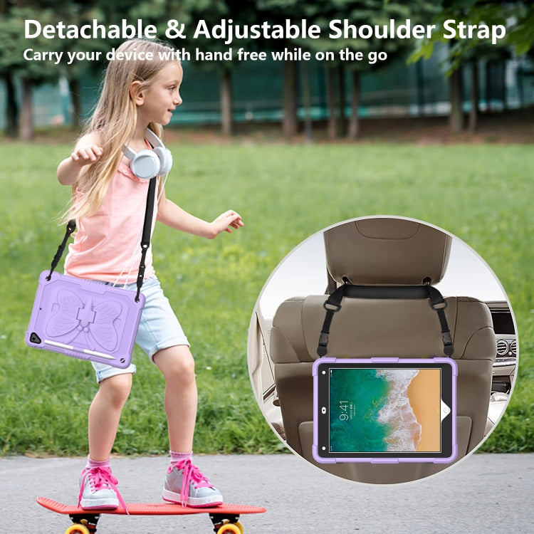 Pure Color PC + Silicone Anti-drop Protective Case with Butterfly Shape Holder & Pen Slot For iPad 9.7 2018 & 2017 / Pro 9.7 inch / Air 2 / 6(Light Purple) - iPad 9.7 (2018) & (2017) Cases by buy2fix | Online Shopping UK | buy2fix