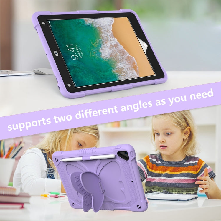 Pure Color PC + Silicone Anti-drop Protective Case with Butterfly Shape Holder & Pen Slot For iPad 9.7 2018 & 2017 / Pro 9.7 inch / Air 2 / 6(Light Purple) - iPad 9.7 (2018) & (2017) Cases by buy2fix | Online Shopping UK | buy2fix