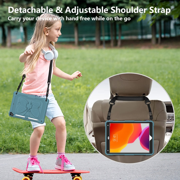 Pure Color PC + Silicone Anti-drop Protective Case with Butterfly Shape Holder & Pen Slot For iPad 10.2 2021 & 2020 & 2019 / Air 3 10.5 inch(Dark Green) - iPad 10.2 Cases by buy2fix | Online Shopping UK | buy2fix