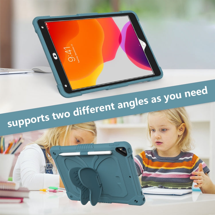 Pure Color PC + Silicone Anti-drop Protective Case with Butterfly Shape Holder & Pen Slot For iPad 10.2 2021 & 2020 & 2019 / Air 3 10.5 inch(Dark Green) - iPad 10.2 Cases by buy2fix | Online Shopping UK | buy2fix