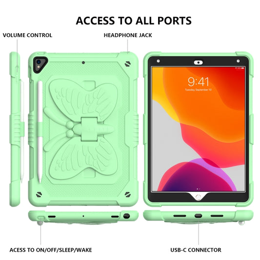 Pure Color PC + Silicone Anti-drop Protective Case with Butterfly Shape Holder & Pen Slot For iPad 10.2 2021 & 2020 & 2019 / Air 3 10.5 inch(Fresh Green) - iPad 10.2 Cases by buy2fix | Online Shopping UK | buy2fix