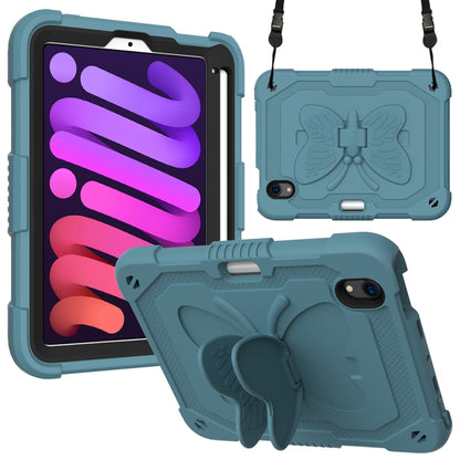 For iPad mini 6 / mini 2024 Pure Color PC + Silicone Anti-drop Protective Tablet Case with Butterfly Shape Holder & Pen Slot(Dark Green) - iPad mini 6 Cases by buy2fix | Online Shopping UK | buy2fix