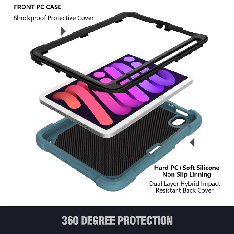 For iPad mini 6 / mini 2024 Pure Color PC + Silicone Anti-drop Protective Tablet Case with Butterfly Shape Holder & Pen Slot(Dark Green) - iPad mini 6 Cases by buy2fix | Online Shopping UK | buy2fix