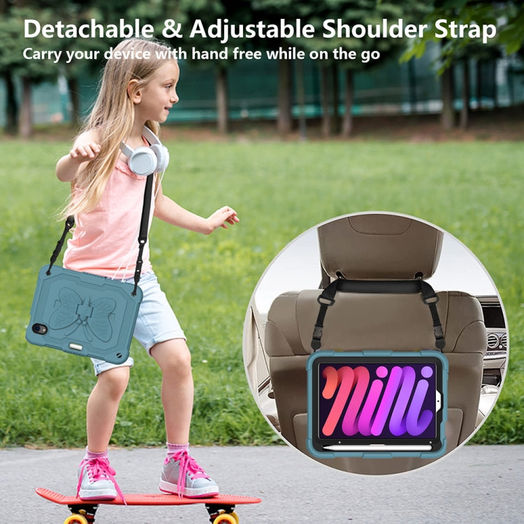 For iPad mini 6 / mini 2024 Pure Color PC + Silicone Anti-drop Protective Tablet Case with Butterfly Shape Holder & Pen Slot(Dark Green) - iPad mini 6 Cases by buy2fix | Online Shopping UK | buy2fix