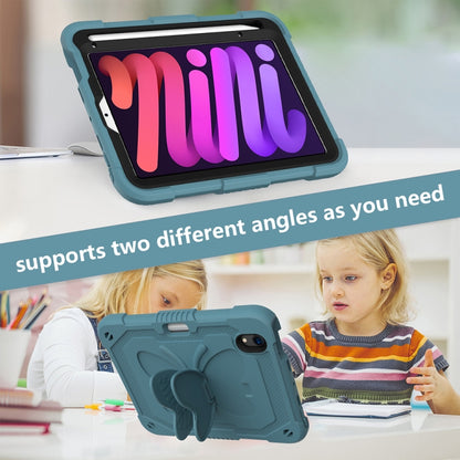 For iPad mini 6 / mini 2024 Pure Color PC + Silicone Anti-drop Protective Tablet Case with Butterfly Shape Holder & Pen Slot(Dark Green) - iPad mini 6 Cases by buy2fix | Online Shopping UK | buy2fix