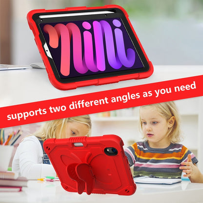 For iPad mini 6 / mini 2024 Pure Color PC + Silicone Anti-drop Protective Tablet Case with Butterfly Shape Holder & Pen Slot(Red) - iPad mini 6 Cases by buy2fix | Online Shopping UK | buy2fix