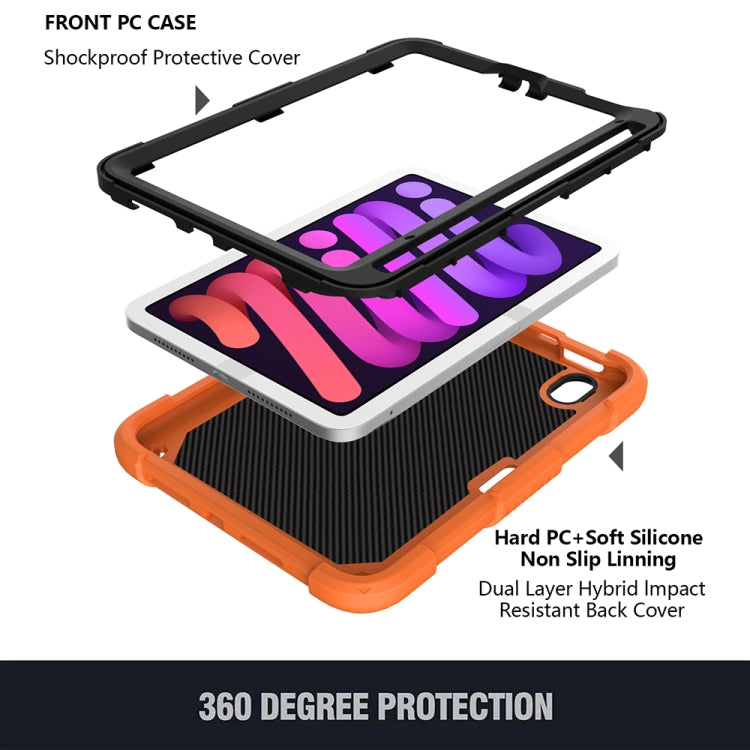 For iPad mini 6 / mini 2024 Pure Color PC + Silicone Anti-drop Protective Tablet Case with Butterfly Shape Holder & Pen Slot(Kumquat) - iPad mini 6 Cases by buy2fix | Online Shopping UK | buy2fix