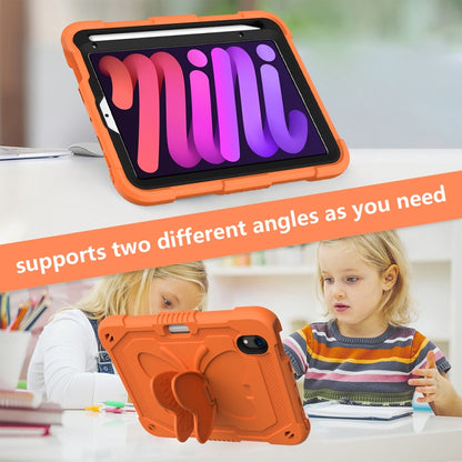 For iPad mini 6 / mini 2024 Pure Color PC + Silicone Anti-drop Protective Tablet Case with Butterfly Shape Holder & Pen Slot(Kumquat) - iPad mini 6 Cases by buy2fix | Online Shopping UK | buy2fix