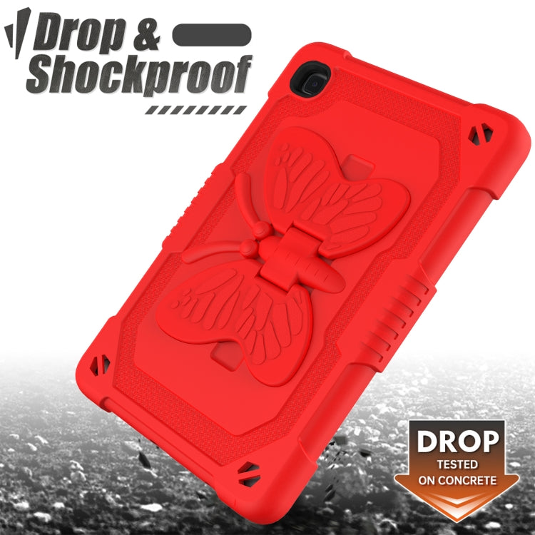 Pure Color PC + Silicone Anti-drop Protective Case with Butterfly Shape Holder & Pen Slot For Samsung Galaxy Tab A7 Lite 8.7 SM-T220 / SM-T225(Red) - Tab A7 Lite T220 / T225 by buy2fix | Online Shopping UK | buy2fix