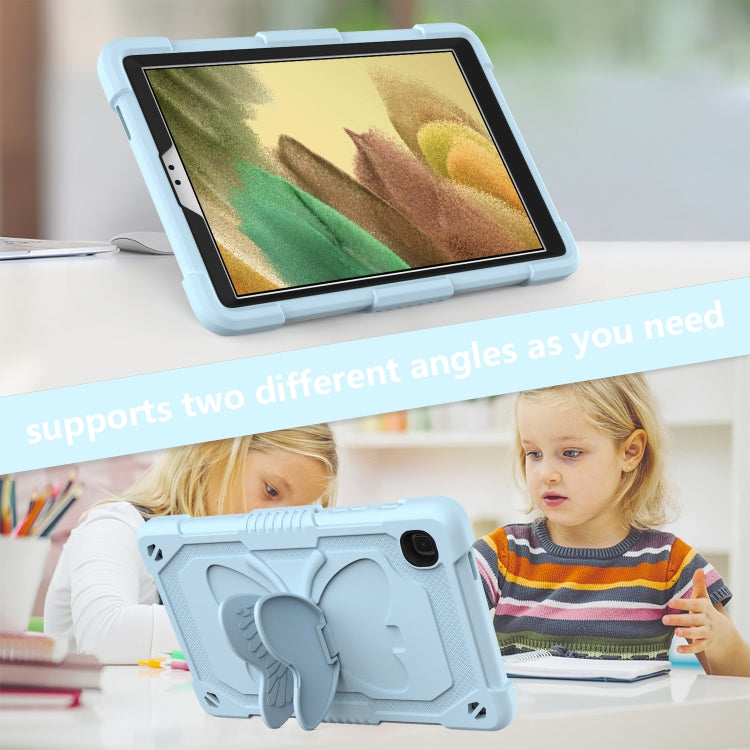 Pure Color PC + Silicone Anti-drop Protective Case with Butterfly Shape Holder & Pen Slot For Samsung Galaxy Tab A7 Lite 8.7 SM-T220 / SM-T225(Ice Crystal Blue) - Tab A7 Lite T220 / T225 by buy2fix | Online Shopping UK | buy2fix