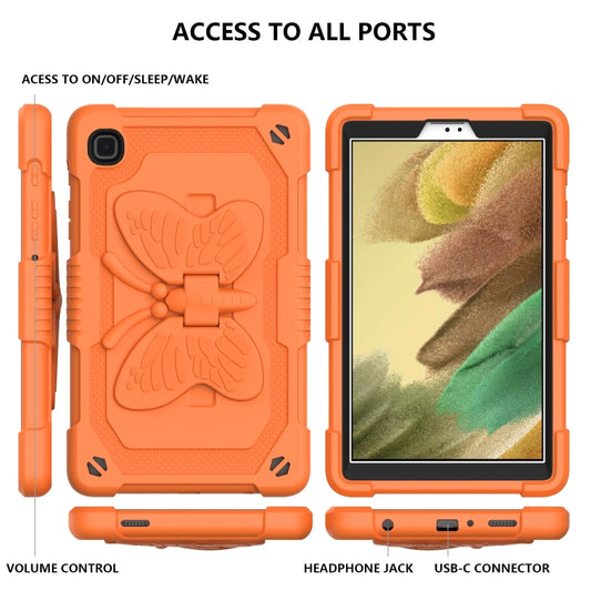 Pure Color PC + Silicone Anti-drop Protective Case with Butterfly Shape Holder & Pen Slot For Samsung Galaxy Tab A7 Lite 8.7 SM-T220 / SM-T225(Kumquat) - Tab A7 Lite T220 / T225 by buy2fix | Online Shopping UK | buy2fix