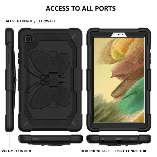 Pure Color PC + Silicone Anti-drop Protective Case with Butterfly Shape Holder & Pen Slot For Samsung Galaxy Tab A7 Lite 8.7 SM-T220 / SM-T225(Black) - Tab A7 Lite T220 / T225 by buy2fix | Online Shopping UK | buy2fix