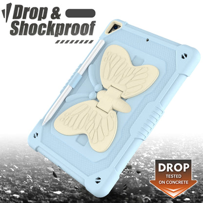 Beige PC + Silicone Anti-drop Protective Case with Butterfly Shape Holder & Pen Slot For iPad 10.2 2021 & 2020 & 2019 / Air 3 10.5 inch(Beige + Ice Crystal Blue) - iPad 10.2 Cases by buy2fix | Online Shopping UK | buy2fix