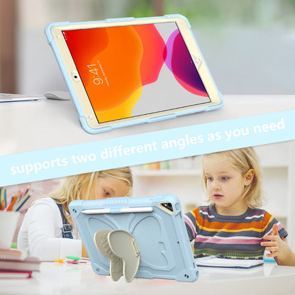 Beige PC + Silicone Anti-drop Protective Case with Butterfly Shape Holder & Pen Slot For iPad 10.2 2021 & 2020 & 2019 / Air 3 10.5 inch(Beige + Ice Crystal Blue) - iPad 10.2 Cases by buy2fix | Online Shopping UK | buy2fix