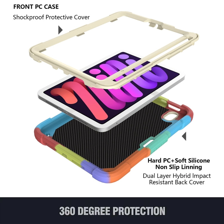 For iPad mini 6 / mini 2024 Beige PC + Silicone Anti-drop Protective Tablet Case with Butterfly Shape Holder & Pen Slot(Colorful Red) - iPad mini 6 Cases by buy2fix | Online Shopping UK | buy2fix