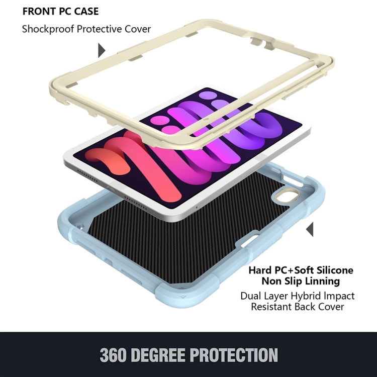 For iPad mini 6 / mini 2024 Beige PC + Silicone Anti-drop Protective Tablet Case with Butterfly Shape Holder & Pen Slot(Beige + Ice Crystal Blue) - iPad mini 6 Cases by buy2fix | Online Shopping UK | buy2fix