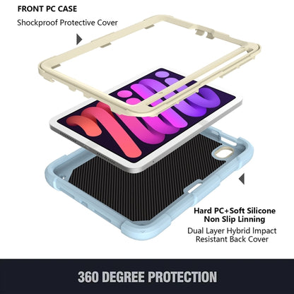 For iPad mini 6 / mini 2024 Beige PC + Silicone Anti-drop Protective Tablet Case with Butterfly Shape Holder & Pen Slot(Beige + Ice Crystal Blue) - iPad mini 6 Cases by buy2fix | Online Shopping UK | buy2fix
