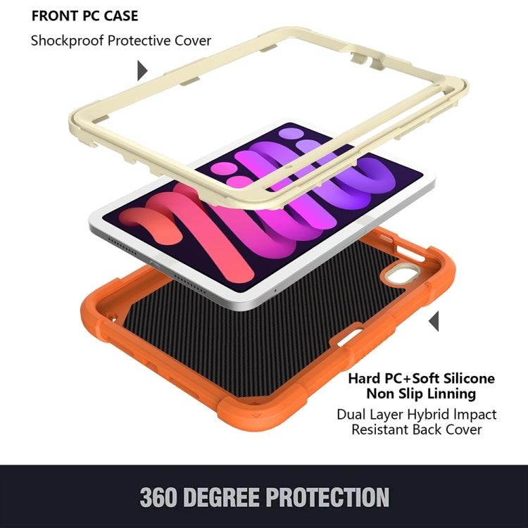 For iPad mini 6 / mini 2024 Beige PC + Silicone Anti-drop Protective Tablet Case with Butterfly Shape Holder & Pen Slot(Beige + Kumquat) - iPad mini 6 Cases by buy2fix | Online Shopping UK | buy2fix