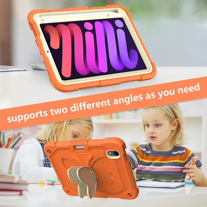 For iPad mini 6 / mini 2024 Beige PC + Silicone Anti-drop Protective Tablet Case with Butterfly Shape Holder & Pen Slot(Beige + Kumquat) - iPad mini 6 Cases by buy2fix | Online Shopping UK | buy2fix