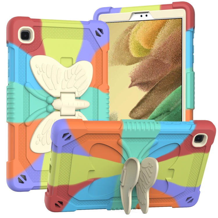 Beige PC + Silicone Anti-drop Protective Case with Butterfly Shape Holder & Pen Slot For Samsung Galaxy Tab A7 Lite 8.7 SM-T220 / SM-T225(Colorful Red) - Tab A7 Lite T220 / T225 by buy2fix | Online Shopping UK | buy2fix