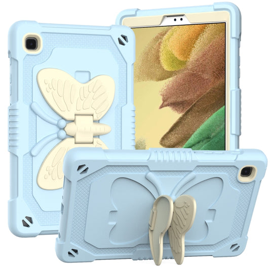 Beige PC + Silicone Anti-drop Protective Case with Butterfly Shape Holder & Pen Slot For Samsung Galaxy Tab A7 Lite 8.7 SM-T220 / SM-T225(Beige + Ice Crystal Blue) - Tab A7 Lite T220 / T225 by buy2fix | Online Shopping UK | buy2fix