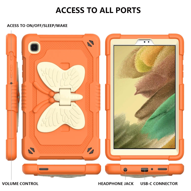 Beige PC + Silicone Anti-drop Protective Case with Butterfly Shape Holder & Pen Slot For Samsung Galaxy Tab A7 Lite 8.7 SM-T220 / SM-T225(Beige + Kumquat) - Tab A7 Lite T220 / T225 by buy2fix | Online Shopping UK | buy2fix