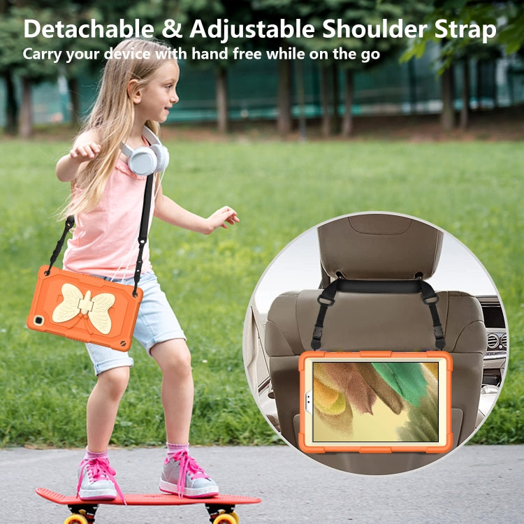 Beige PC + Silicone Anti-drop Protective Case with Butterfly Shape Holder & Pen Slot For Samsung Galaxy Tab A7 Lite 8.7 SM-T220 / SM-T225(Beige + Kumquat) - Tab A7 Lite T220 / T225 by buy2fix | Online Shopping UK | buy2fix