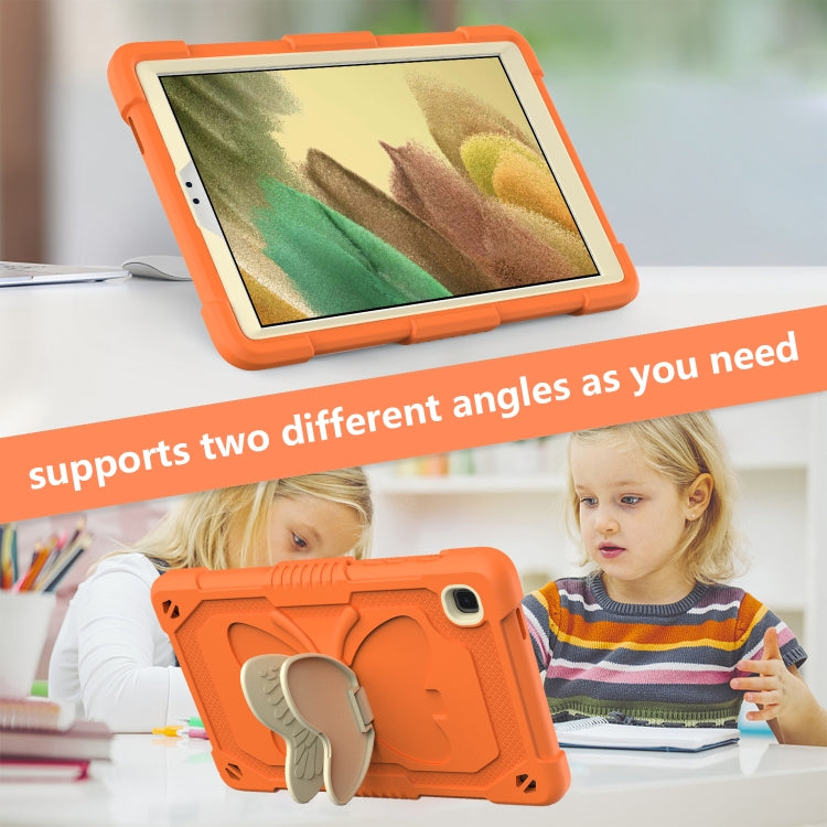 Beige PC + Silicone Anti-drop Protective Case with Butterfly Shape Holder & Pen Slot For Samsung Galaxy Tab A7 Lite 8.7 SM-T220 / SM-T225(Beige + Kumquat) - Tab A7 Lite T220 / T225 by buy2fix | Online Shopping UK | buy2fix