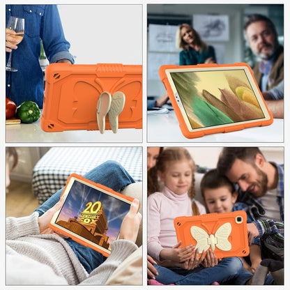 Beige PC + Silicone Anti-drop Protective Case with Butterfly Shape Holder & Pen Slot For Samsung Galaxy Tab A7 Lite 8.7 SM-T220 / SM-T225(Beige + Kumquat) - Tab A7 Lite T220 / T225 by buy2fix | Online Shopping UK | buy2fix