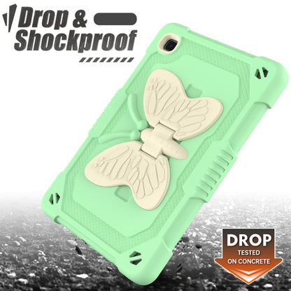 Beige PC + Silicone Anti-drop Protective Case with Butterfly Shape Holder & Pen Slot For Samsung Galaxy Tab A7 Lite 8.7 SM-T220 / SM-T225(Beige + Fresh Green) - Tab A7 Lite T220 / T225 by buy2fix | Online Shopping UK | buy2fix
