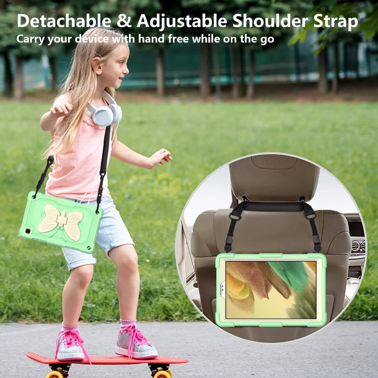 Beige PC + Silicone Anti-drop Protective Case with Butterfly Shape Holder & Pen Slot For Samsung Galaxy Tab A7 Lite 8.7 SM-T220 / SM-T225(Beige + Fresh Green) - Tab A7 Lite T220 / T225 by buy2fix | Online Shopping UK | buy2fix