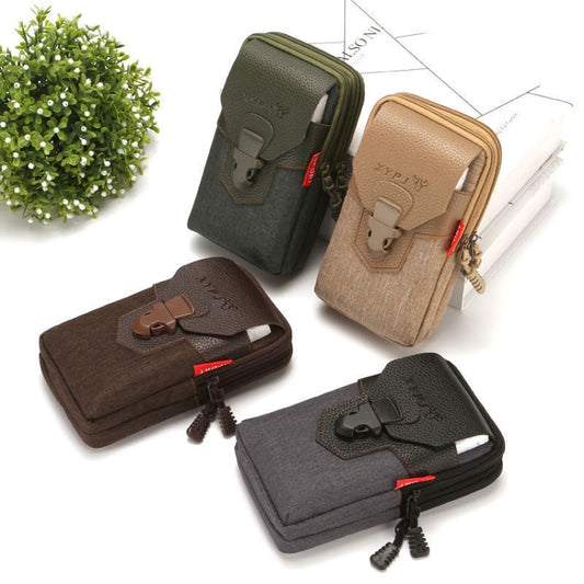 For 6-7 inch Mobile Phones Universal PU Leather + Fabric Stitching Waist Bag(Black) by buy2fix