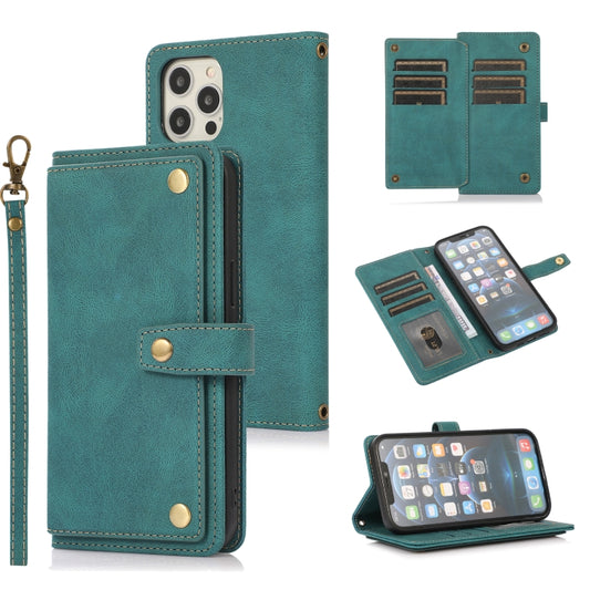 For iPhone 12 Pro Max PU + TPU Horizontal Flip Leather Case with Holder & Card Slot & Wallet & Lanyard(Lake Blue) by buy2fix