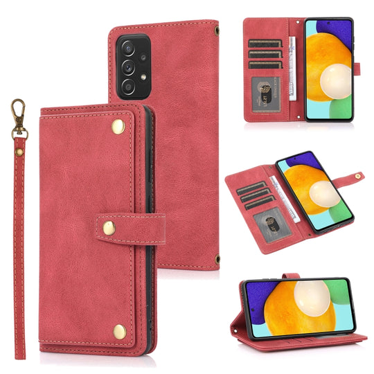 For Samsung Galaxy A52 5G / 4G PU + TPU Horizontal Flip Leather Case with Holder & Card Slot & Wallet & Lanyard(Wine Red)