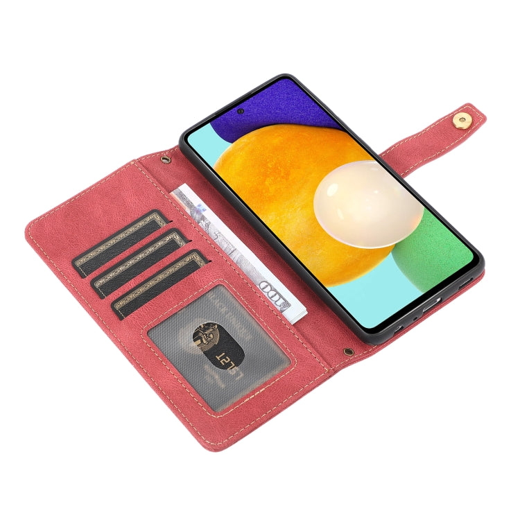 For Samsung Galaxy A52 5G / 4G PU + TPU Horizontal Flip Leather Case with Holder & Card Slot & Wallet & Lanyard(Wine Red) by buy2fix